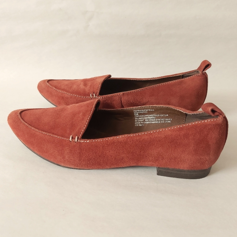 Cynthia Rowley Women Loafer Size 6 Paprika Red Suede Leather Comfort Pointed Toe - Picture 4 of 12